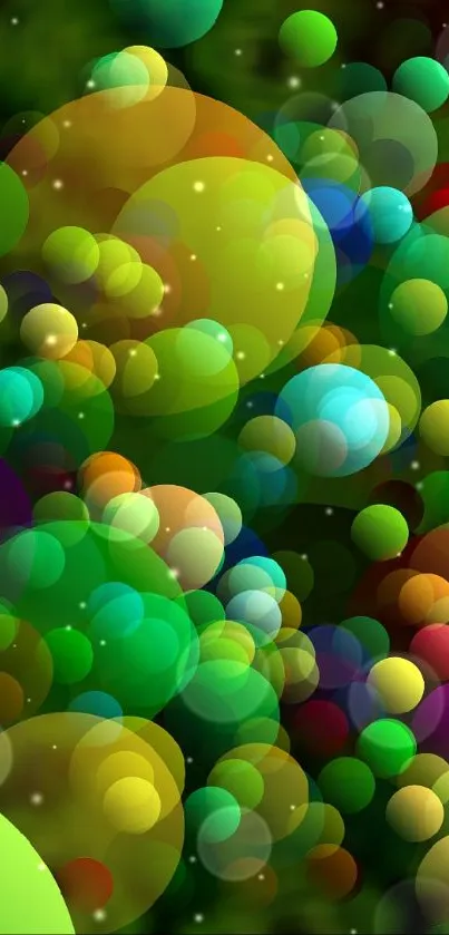 Vibrant abstract wallpaper with colorful bubbles.