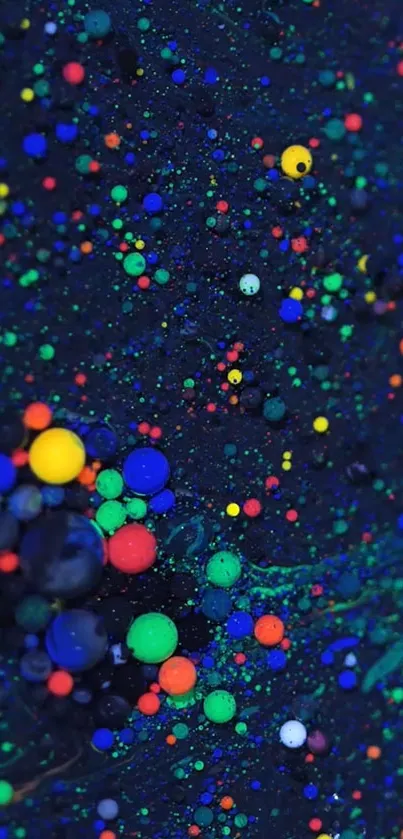 Colorful abstract bubbles on dark background.