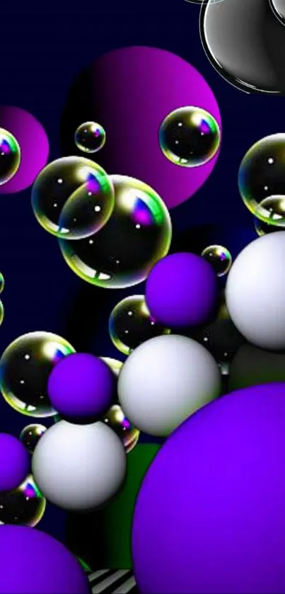 Vibrant bubbles with colorful glow on dark background.