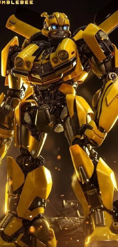 Bumblebee robot in vibrant yellow, dynamic Android wallpaper.