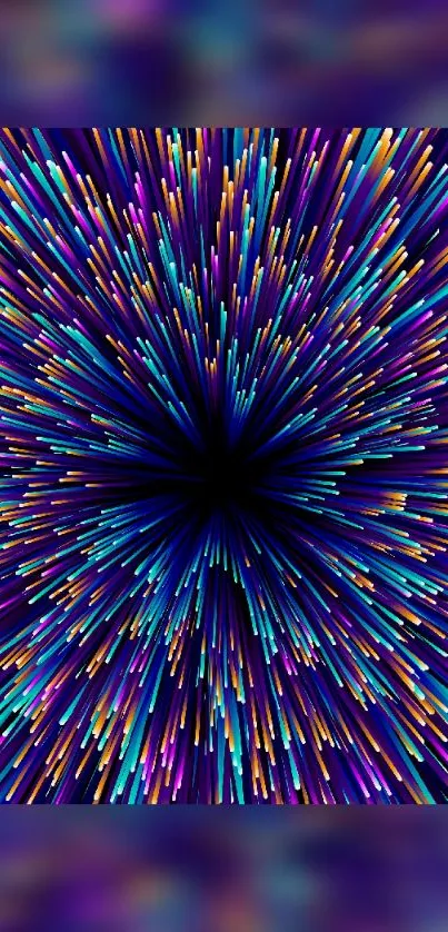 Colorful burst with blue, purple, and orange streaks on mobile wallpaper.