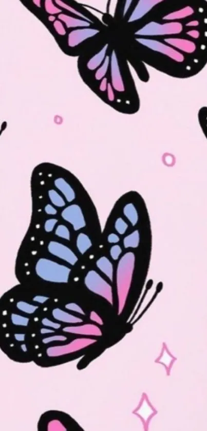 Vibrant butterfly mobile wallpaper with pastel colors.