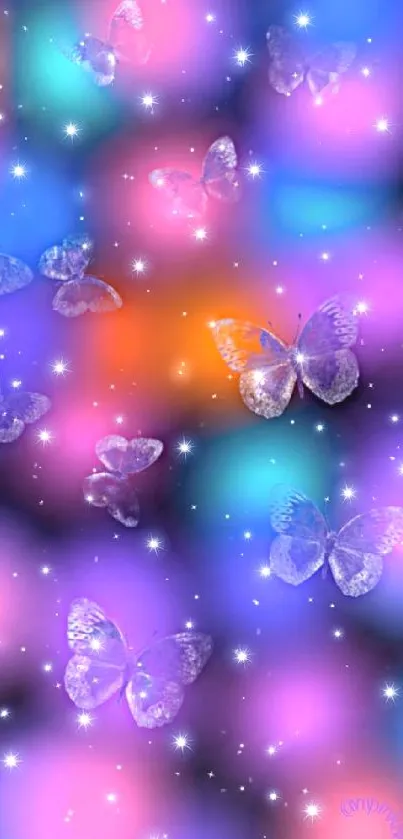 Vibrant butterfly wallpaper with a colorful, dreamy, and glowing design.