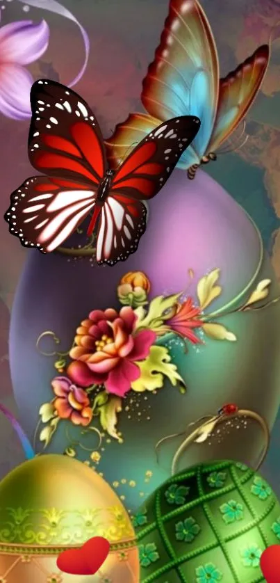 Colorful butterfly and floral mobile wallpaper.