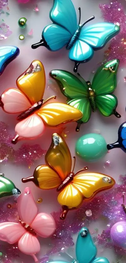 Colorful 3D butterfly themed mobile wallpaper.