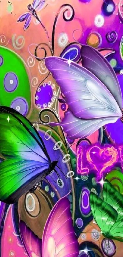 Vibrant butterfly wallpaper with colorful patterns.