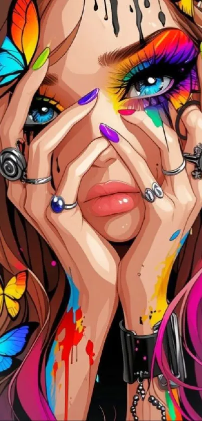 Colorful butterfly art mobile wallpaper with vibrant design.