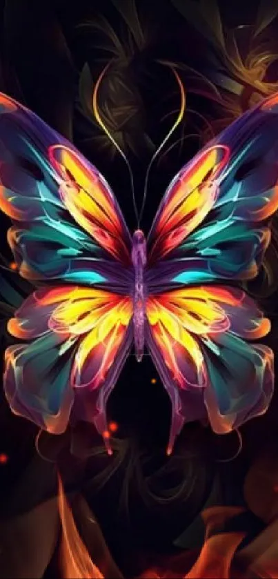 Vibrant butterfly art with vivid colors on a dark background.