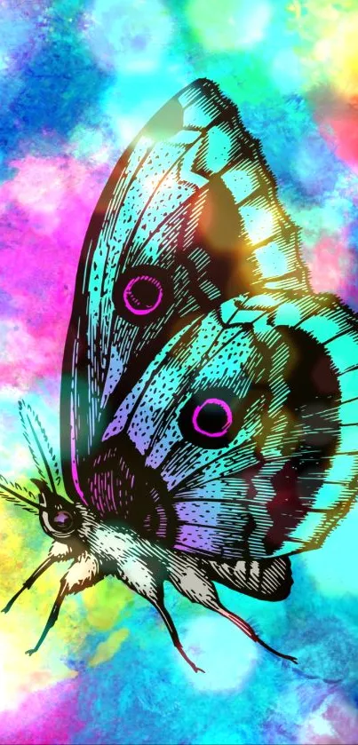 Colorful butterfly art wallpaper with vibrant hues and intricate details.