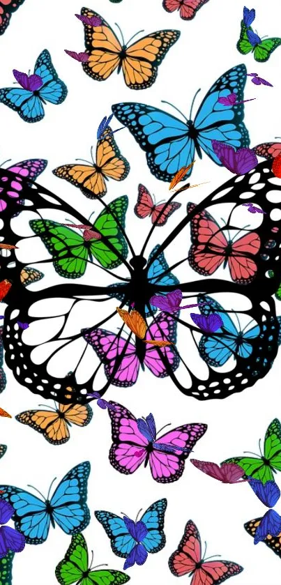Vibrant and colorful butterfly art wallpaper for mobile devices.