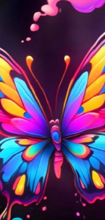 Vibrant butterfly mobile wallpaper with neon colors.