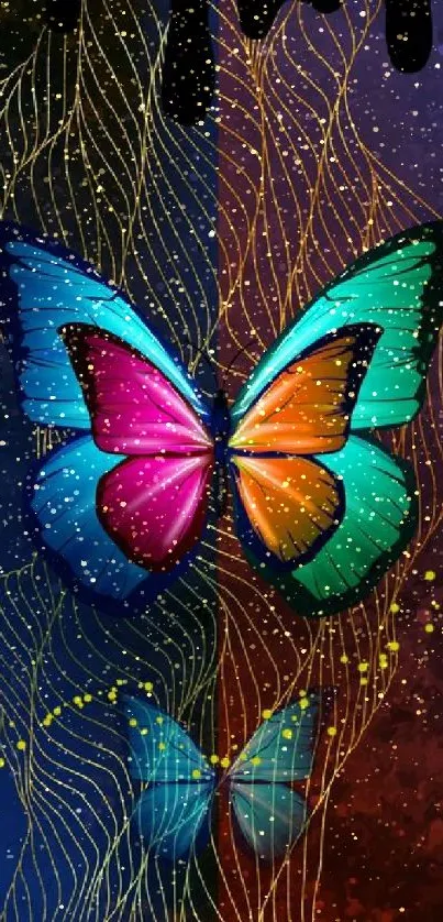 Vibrant butterfly with abstract background design.