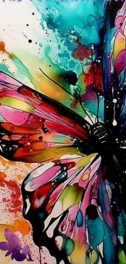 Vibrant butterfly artwork with abstract multicolor design.
