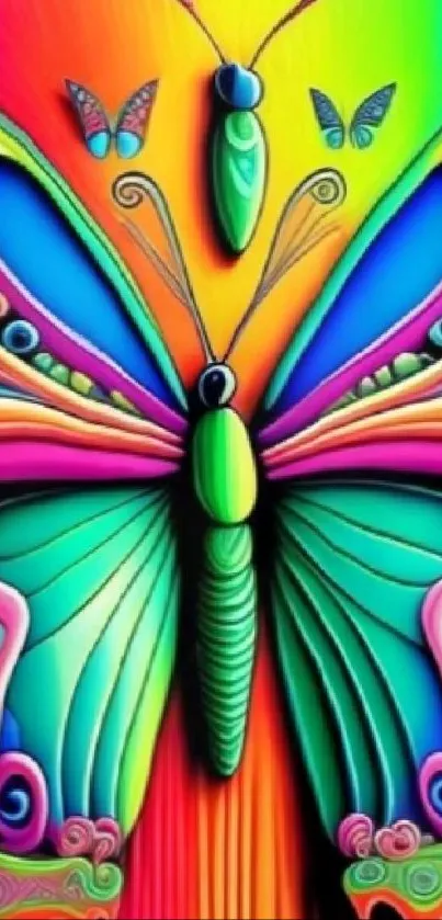 Colorful butterfly art wallpaper with intricate vibrant details.