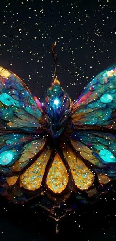 Vibrant butterfly artwork with luminous colors and intricate design.