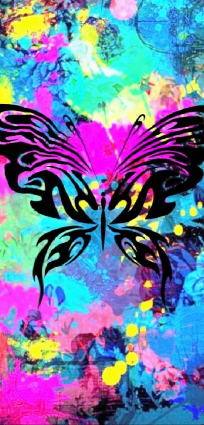 Vibrant abstract butterfly with colorful background.