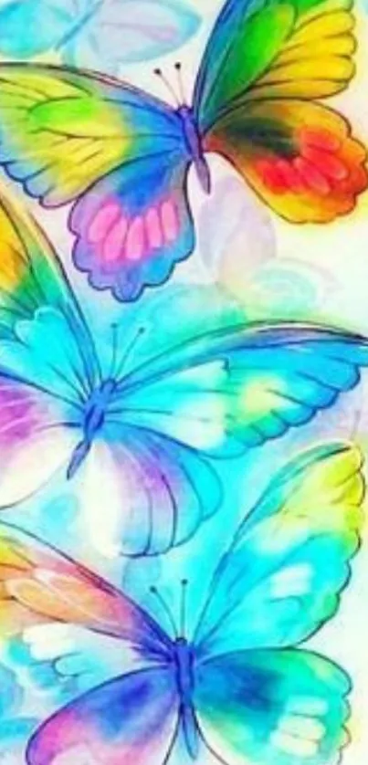 Colorful watercolor butterfly art wallpaper with vibrant hues.