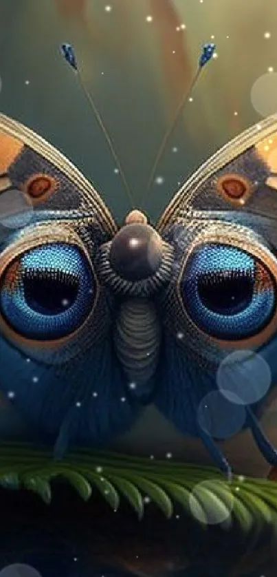 Vibrant butterfly artwork with intricate details and vivid colors on a mobile wallpaper.