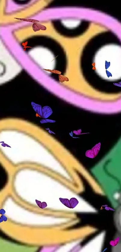 Vibrant butterfly art wallpaper with colorful patterns.