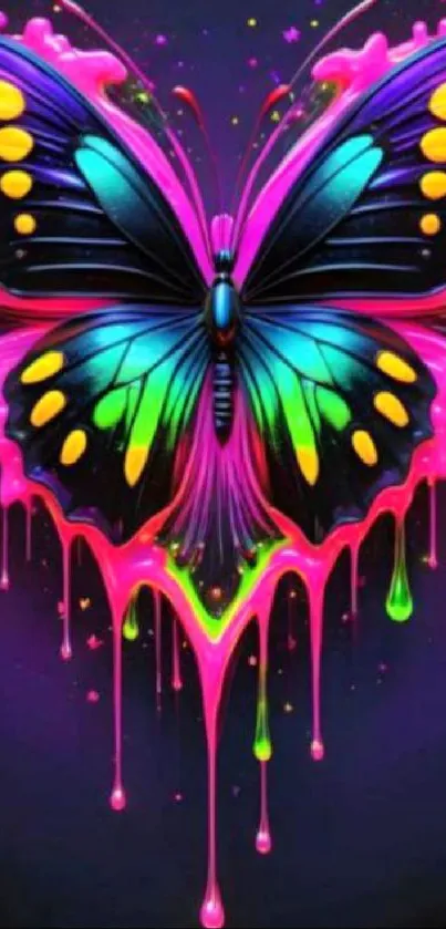 Colorful butterfly with vibrant dripping colors