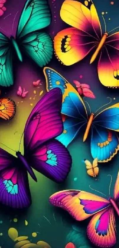 Colorful butterfly art wallpaper with vibrant designs.