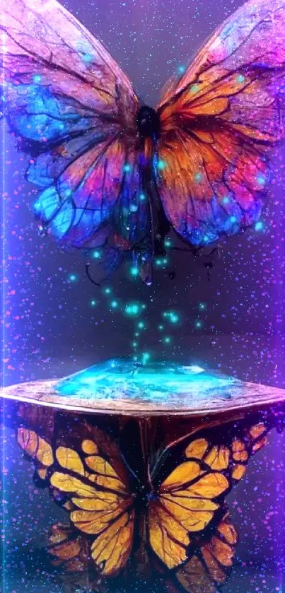 Vibrant butterfly art with glowing colors.