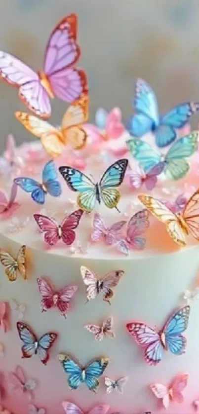 Colorful butterfly cake with vivid decorations.