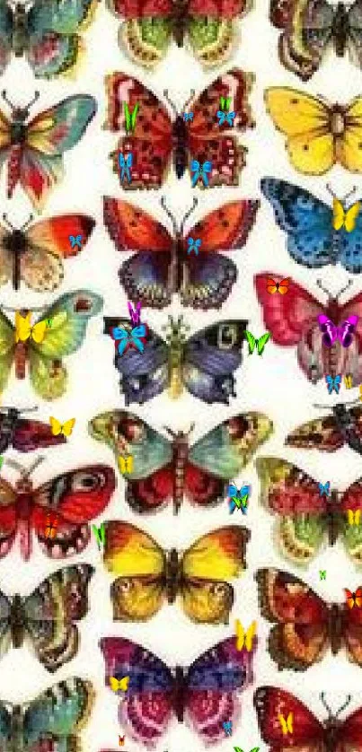 Colorful butterfly collection mobile wallpaper with vibrant designs.