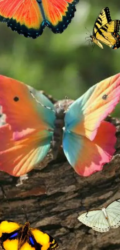 Vibrant butterfly wallpaper with colorful wings in nature.