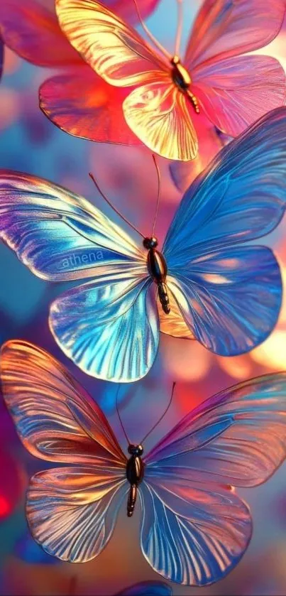 Vibrant colorful butterflies on a vivid background.