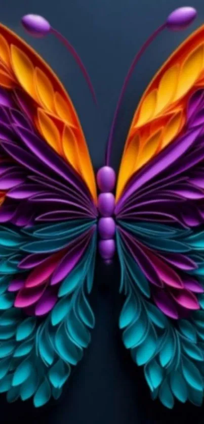 Vibrant abstract butterfly with colorful wings.