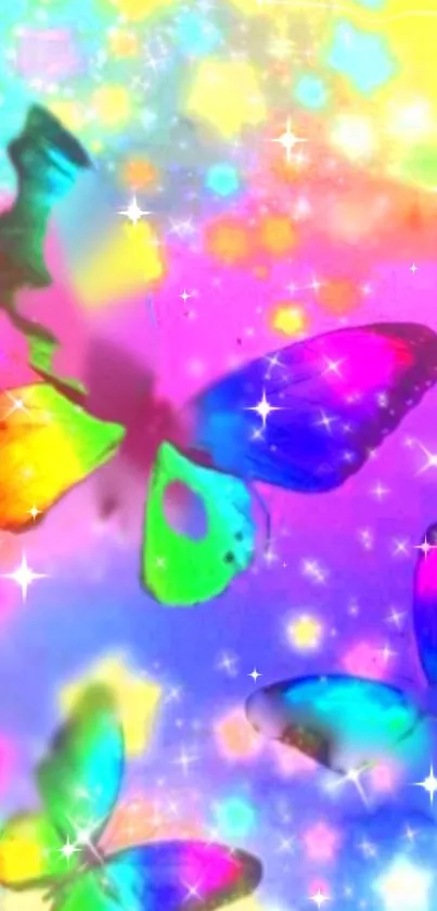 Colorful fantasy butterfly wallpaper with vibrant hues and magical design.