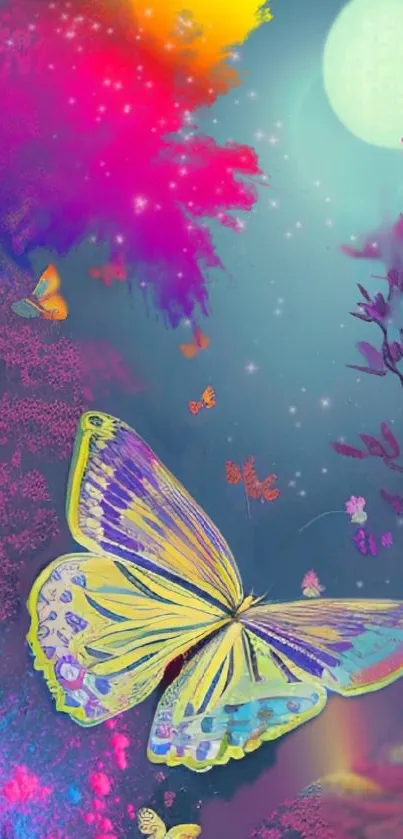 Colorful butterfly in a mystical fantasy setting.