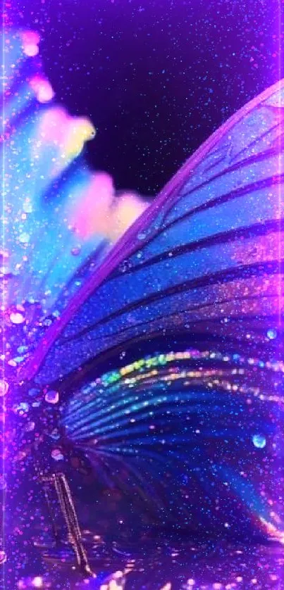 Vibrant fantasy butterfly in neon hues.