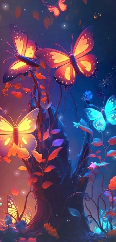 Vibrant butterfly fantasy wallpaper with glowing colors and magical ambiance.