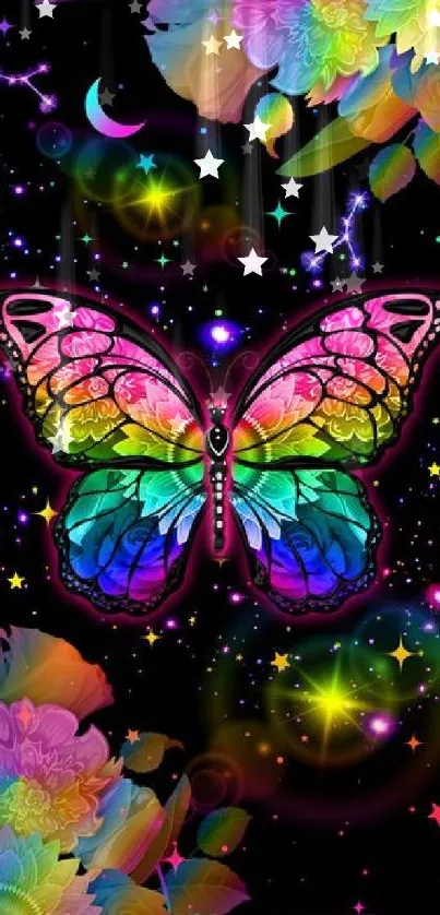 Vibrant butterfly fantasy art with cosmic colors.