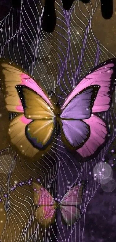 Fantasy butterfly art wallpaper with vibrant hues.