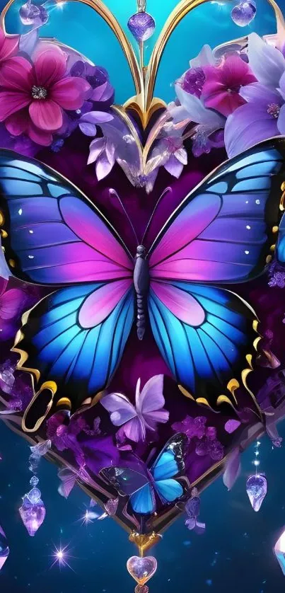 Vibrant butterfly and flowers fantasy wallpaper art
