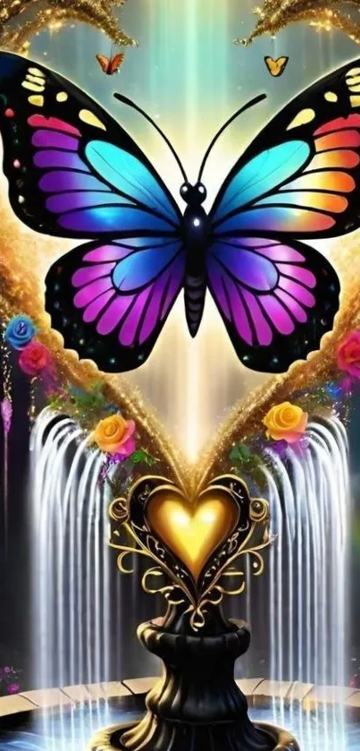 Vibrant fantasy wallpaper with a butterfly and glowing elements.