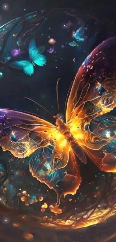 Vibrant fantasy butterfly artwork with glowing colors and intricate design.