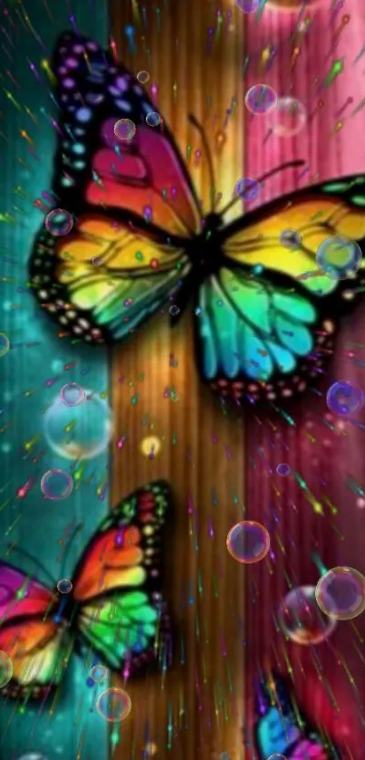 Colorful butterfly fantasy art wallpaper for mobile with vibrant hues.