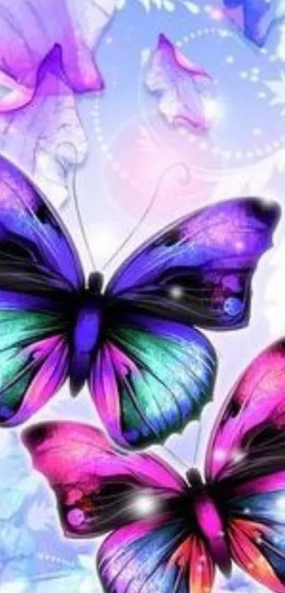 Colorful fantasy butterfly wallpaper with vivid purple hues.