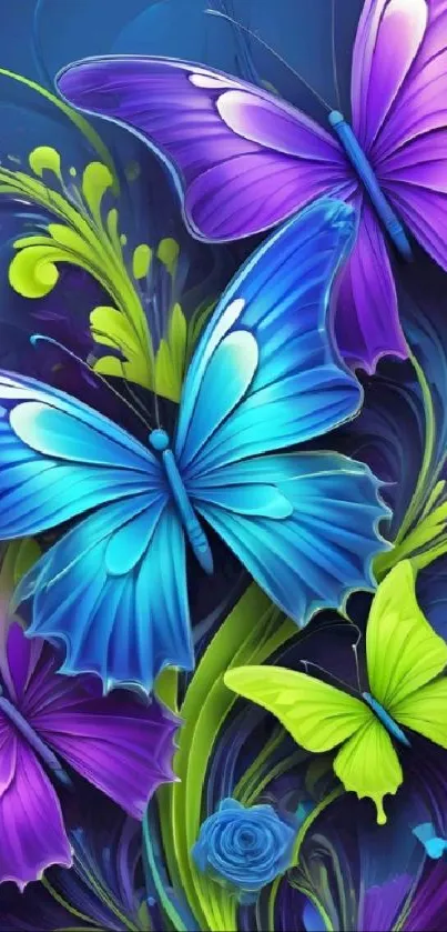 Colorful fantasy butterfly wallpaper for mobile phone.