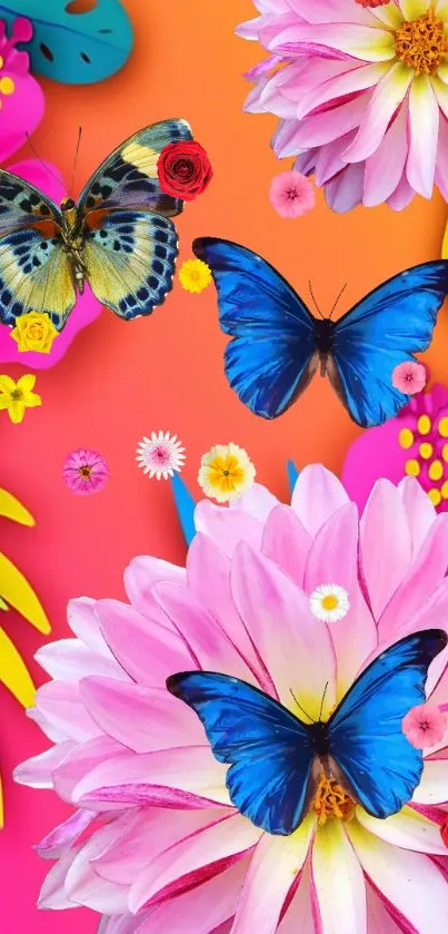 Colorful butterfly and flower wallpaper for phones.