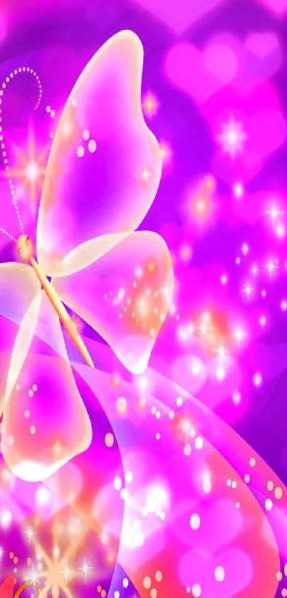 Vibrant butterfly in violet galaxy setting.