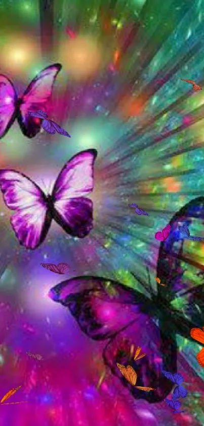 Colorful butterfly wallpaper with galaxy background.