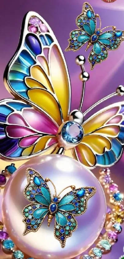 Vibrant butterfly jewel art with colorful design