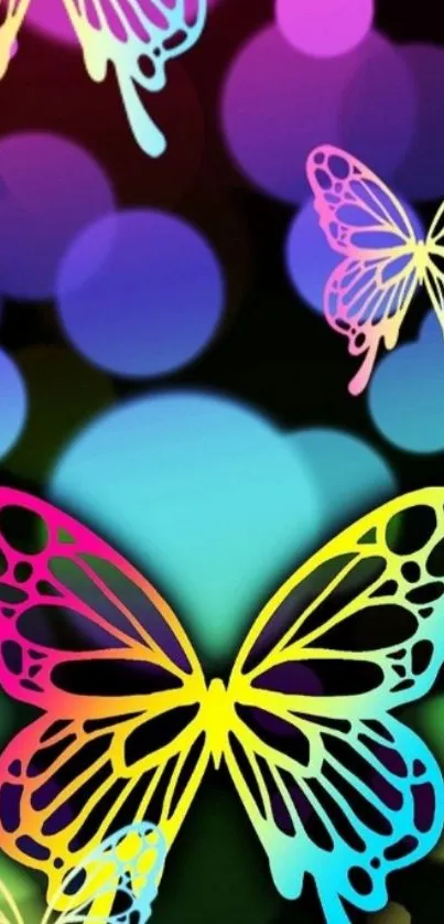 Colorful butterfly wallpaper with bokeh effect.