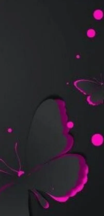 Black and neon pink butterfly mobile wallpaper.