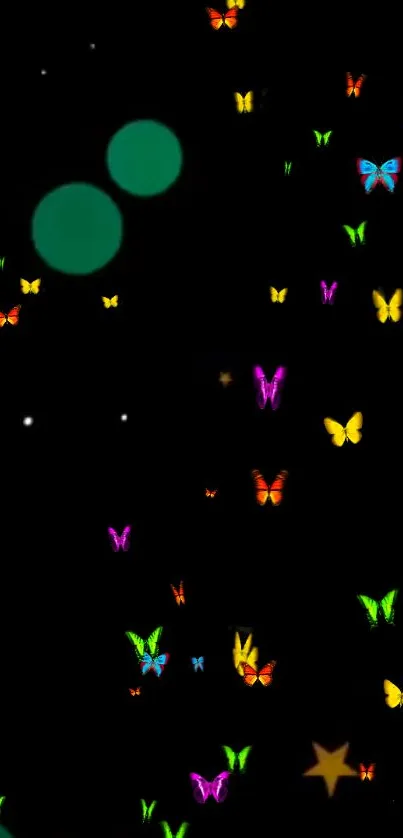 Vibrant butterflies on a dark background mobile wallpaper.